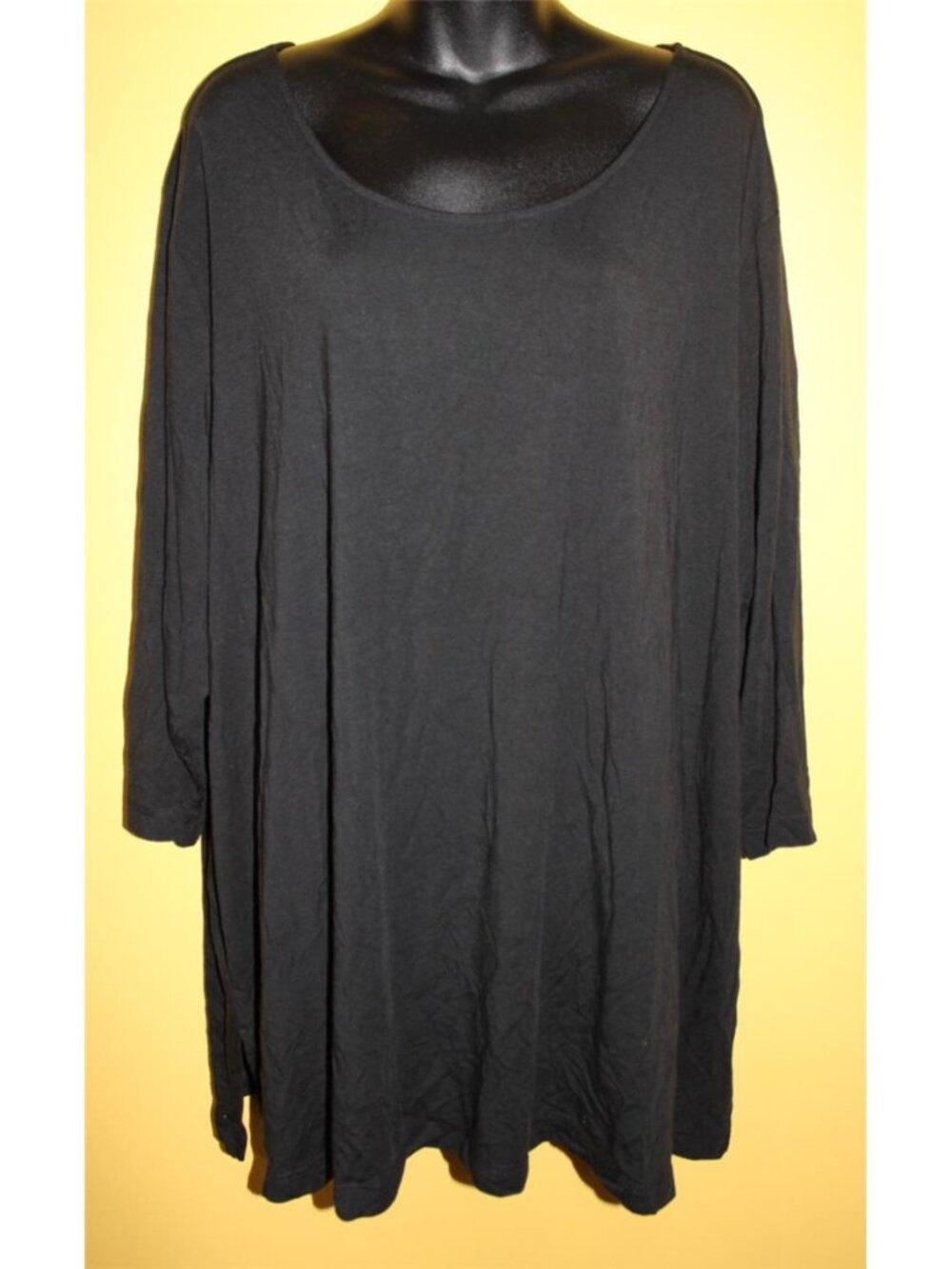 J. Jill Solid Black 4x Knit Tie Back Tunic Top 3/4 Sleeves